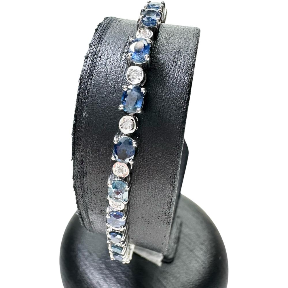 サファイア 6.20ct ダイヤモンド 0.30ct ブレスレット K18WGホワイト 