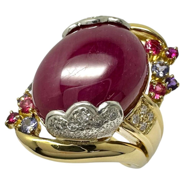 12号【DESIGNER JEWELRY/作家ジュエリー】 藤平卓 カボションルビー 20.54ct ダイヤモンド 計0.21ct マルチ石 リング・指輪 Pt900プラチナ/K18ゴールド 18金 18.8g レディース
【中古】【真子質店】【NN】




【IYTMi】