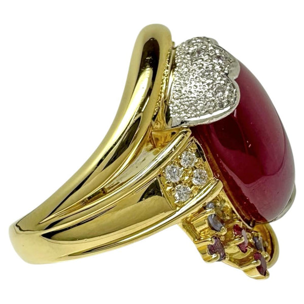12号【DESIGNER JEWELRY/作家ジュエリー】 藤平卓 カボションルビー 20.54ct ダイヤモンド 計0.21ct マルチ石 リング・指輪 Pt900プラチナ/K18ゴールド 18金 18.8g レディース
【中古】【真子質店】【NN】




【IYTMi】