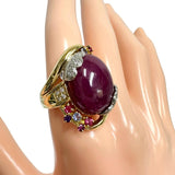 12号【DESIGNER JEWELRY/作家ジュエリー】 藤平卓 カボションルビー 20.54ct ダイヤモンド 計0.21ct マルチ石 リング・指輪 Pt900プラチナ/K18ゴールド 18金 18.8g レディース
【中古】【真子質店】【NN】




【IYTMi】