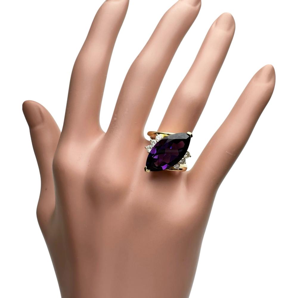 14号 アメジスト 6.55ct ダイヤモンド 0.38ct リング・指輪 K18