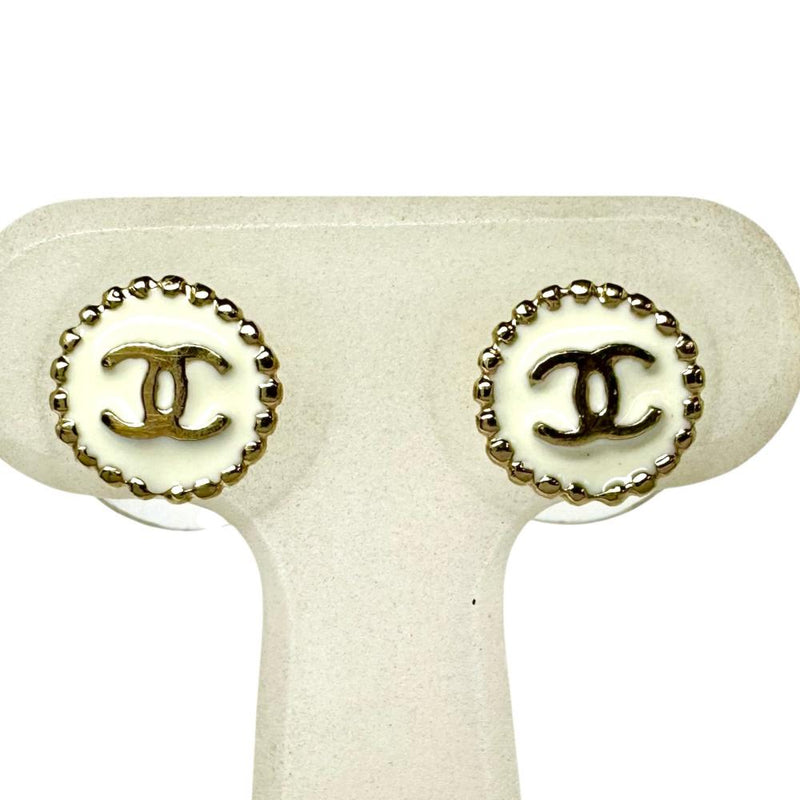 【CHANEL/シャネル】 ココマーク ピアス GP 1.58g B18C ホワイト レディース 【中古】【真子質店】【BL】 【MaKx】