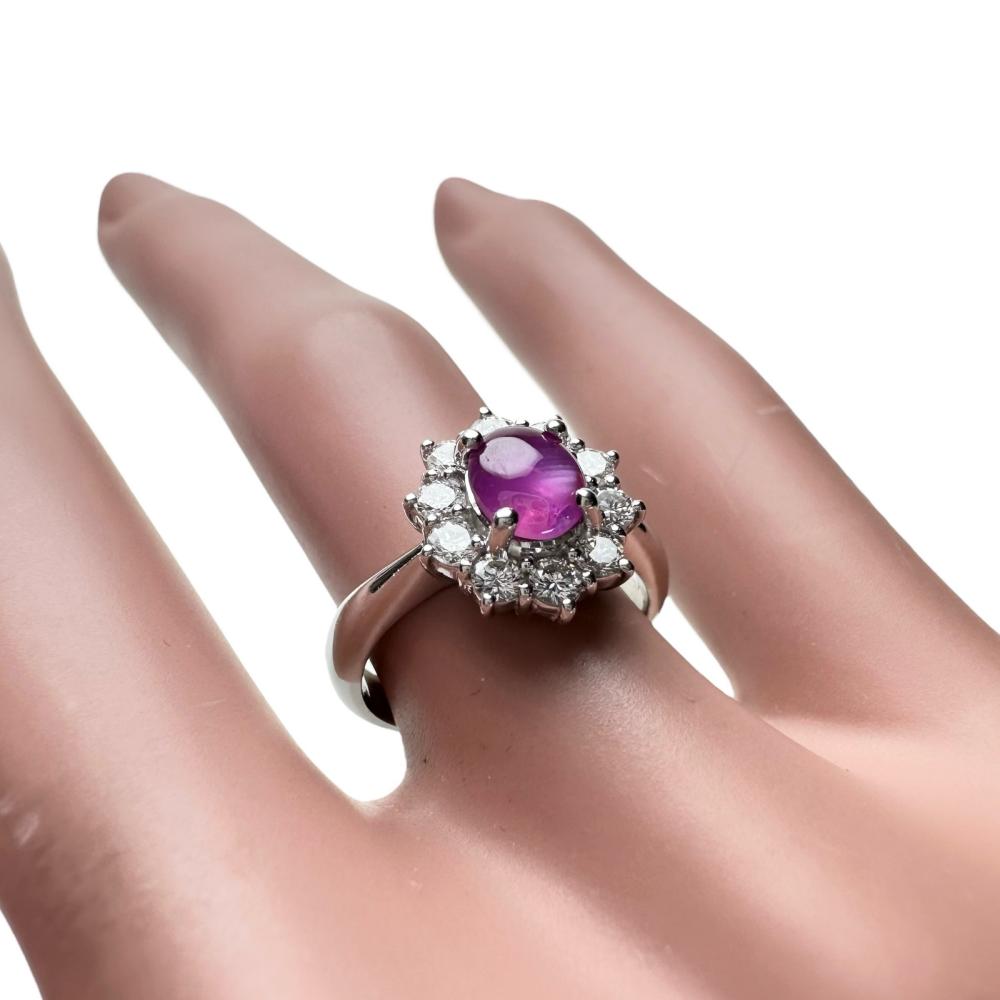 7.5号 ピンクスターサファイア 0.78ct ダイヤモンド 計0.43ct リング