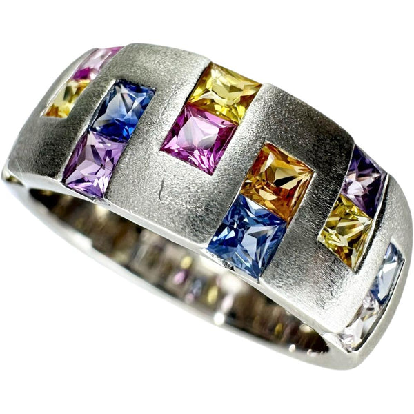 ★★最終特価品 11号【Jeunet/ジュネ】 マルチサファイア 1.19ct リング・指輪 K18WGホワイトゴールド 18金 7.9g レディース 【中古】【真子質店】【NN】 【SxT】