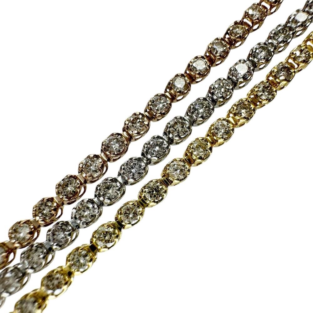 スリーカラー ダイヤモンド 3.00ct ブレスレット K18ゴールド 18金 