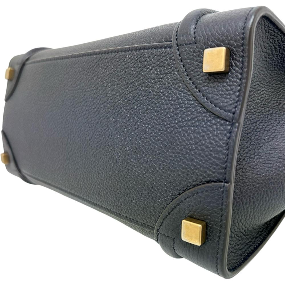 CELINE ラゲージ マイクロショッパー ネイビー 旧ロゴ 美品 CELINE/セリーヌ】 ラゲージ マイクロショッパー ハンドバッグ レザー