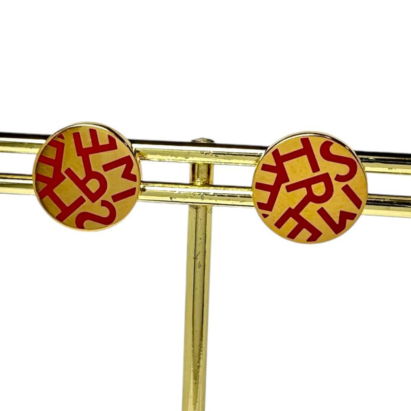 HERMES/エルメス】 ラウンド ロゴ ピアス GP 4.7g ゴールド レディース