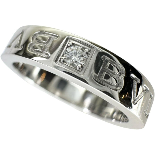 12.5号【BVLGARI/ブルガリ】 ダイヤモンド リング・指輪 ダブルロゴ 1Pダイヤ K18WGホワイトゴールド 18金 6.8g レディース 【中古】【真子質店】【BL】 【MiTMo】