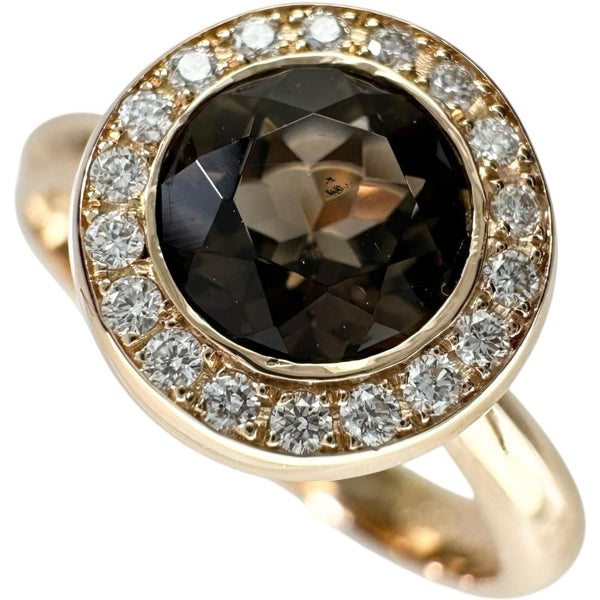 15.5号 スモーキークォーツ(水晶) 0.89ct ダイヤモンド 0.10ct リング・指輪 K18PGピンクゴールド 18金 5.2g レディース 【中古】【真子質店】【NN】 【YxMo】