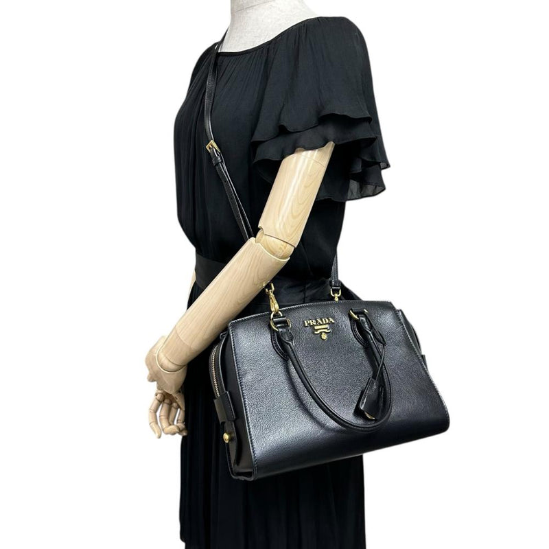 【PRADA/プラダ】 1BA164 2WAY ショルダーバッグ ハンドバッグ レザー ブラック/ゴールド金具 レディース【中古】【真子質店】【BL】 【IIxx】