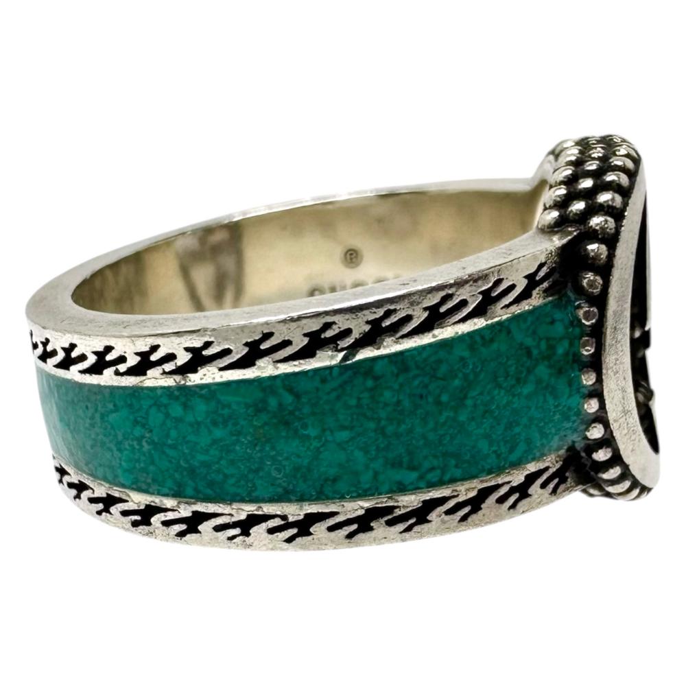 15号【GUCCI/グッチ】 インターロッキングG ターコイズ リング・指輪