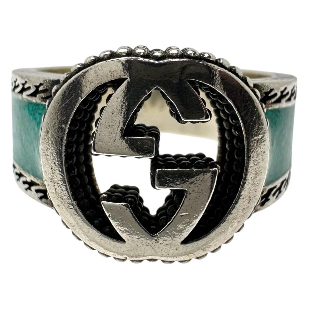 15号【GUCCI/グッチ】 インターロッキングG ターコイズ リング・指輪