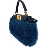 【FENDI/フェンディ】 マイクロピーカブー 2WAY ショルダーバッグ ハンドバッグ ムートン/レザー ブルー レディース【中古】【真子質店】【BL】 【Dxx】