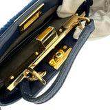 【FENDI/フェンディ】 マイクロピーカブー 2WAY ショルダーバッグ ハンドバッグ ムートン/レザー ブルー レディース【中古】【真子質店】【BL】 【Dxx】