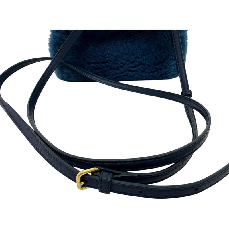 【FENDI/フェンディ】 マイクロピーカブー 2WAY ショルダーバッグ ハンドバッグ ムートン/レザー ブルー レディース【中古】【真子質店】【BL】 【Dxx】