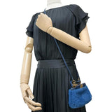 【FENDI/フェンディ】 マイクロピーカブー 2WAY ショルダーバッグ ハンドバッグ ムートン/レザー ブルー レディース【中古】【真子質店】【BL】 【Dxx】