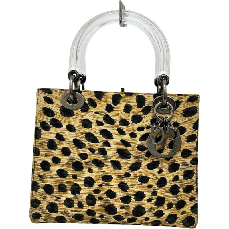 【Christian Dior/クリスチャンディオール】 レディディオール ハンドバッグ キャンバス イエロー系/レオパード レディース【中古】【真子質店】【BL】 【KTx】