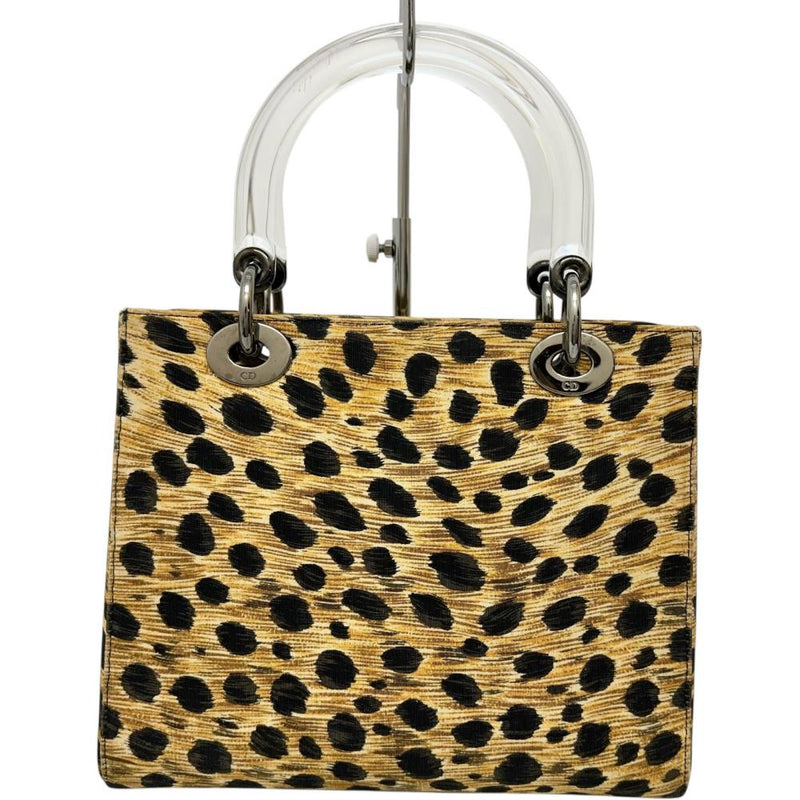 【Christian Dior/クリスチャンディオール】 レディディオール ハンドバッグ キャンバス イエロー系/レオパード レディース【中古】【真子質店】【BL】 【KTx】