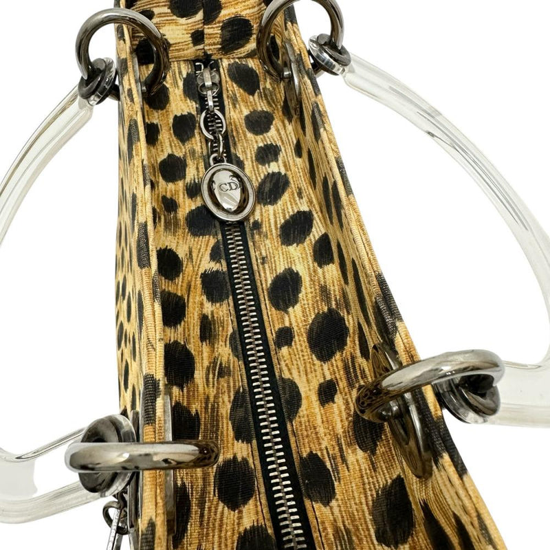 【Christian Dior/クリスチャンディオール】 レディディオール ハンドバッグ キャンバス イエロー系/レオパード レディース【中古】【真子質店】【BL】 【KTx】