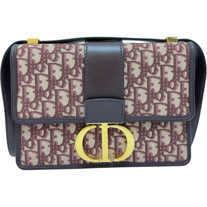 【Christian Dior/クリスチャンディオール】 オブリーク 30モンテーニュ ショルダーバッグ キャンバス/レザー/ジャガード ボルドー レディース【中古】【真子質店】【BL】 【TTTT】