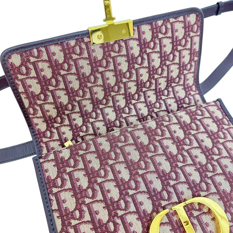 【Christian Dior/クリスチャンディオール】 オブリーク 30モンテーニュ ショルダーバッグ キャンバス/レザー/ジャガード ボルドー レディース【中古】【真子質店】【BL】 【TTTT】