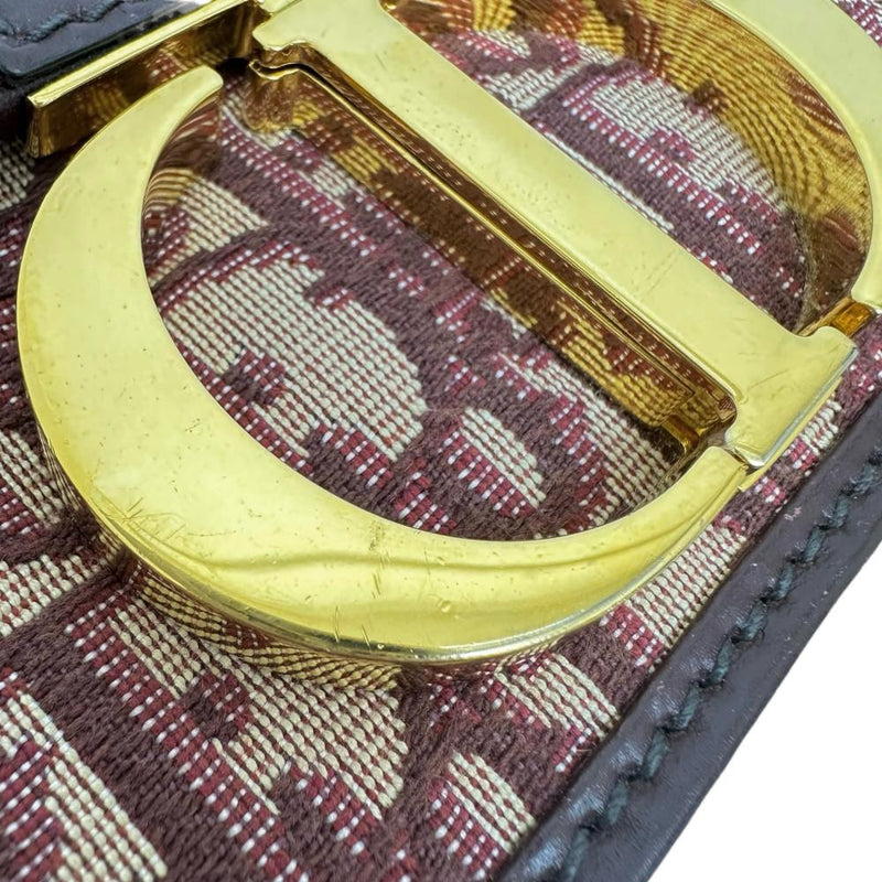 【Christian Dior/クリスチャンディオール】 オブリーク 30モンテーニュ ショルダーバッグ キャンバス/レザー/ジャガード ボルドー レディース【中古】【真子質店】【BL】 【TTTT】