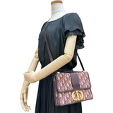 【Christian Dior/クリスチャンディオール】 オブリーク 30モンテーニュ ショルダーバッグ キャンバス/レザー/ジャガード ボルドー レディース【中古】【真子質店】【BL】 【TTTT】