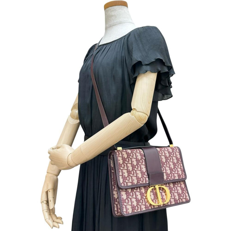 【Christian Dior/クリスチャンディオール】 オブリーク 30モンテーニュ ショルダーバッグ キャンバス/レザー/ジャガード ボルドー レディース【中古】【真子質店】【BL】 【TTTT】