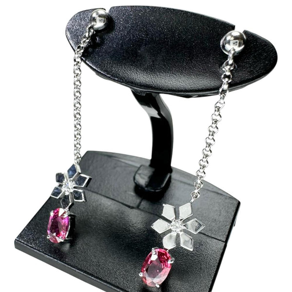 Pt900/ K14WG サファイア ダイヤモンド ピアス 0.99ct D0.60ct