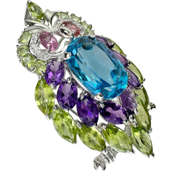 フクロウ ブローチ兼用 ブルートパーズ/ペリドット/ピンクトルマリン ダイヤモンド 0.10ct ペンダントトップ K18WGホワイトゴールド 18金 11.2g レディース
【中古】【真子質店】【NN】




【IYMox】