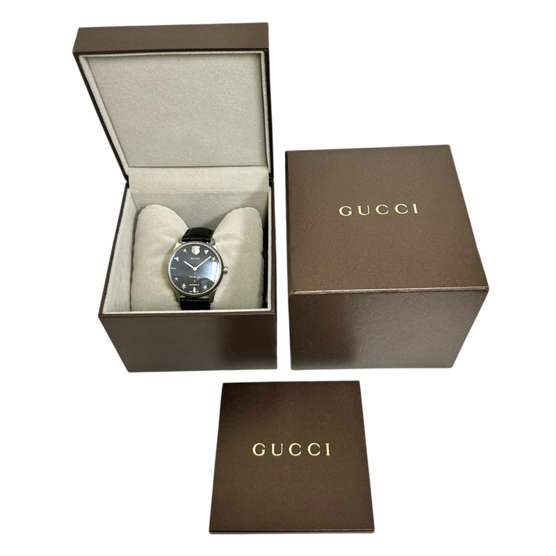 【GUCCI/グッチ】 Gタイムレス 126.3  腕時計 ステンレススチール/レザー 自動巻き/オートマ 黒文字盤/黒革ベルト メンズ
【中古】【真子質店】【GD】




【Yxx】