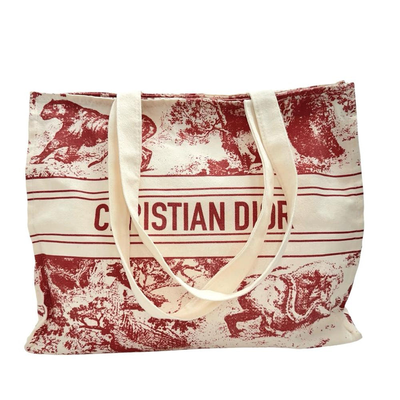 【Christian Dior/クリスチャンディオール】 ノベルティ トートバッグ ストロー ピンク/アイボリー レディース【中古】【真子質店】【GD】 【TSK】