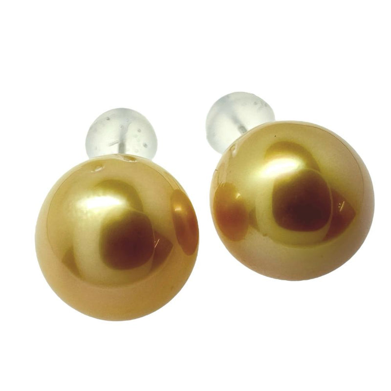 南洋ゴールデンパール 11.0mm ピアス Pt900プラチナ 3.7g レディース 【中古】【真子質店】【NN】 【IMoD】