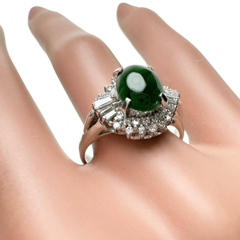 ★★最終特価品 15号 ヒスイ ダイヤモンド 計0.33ct リング・指輪 Pt900プラチナ 6.1g レディース 【中古】【真子質店】【NN】 【MoSD】