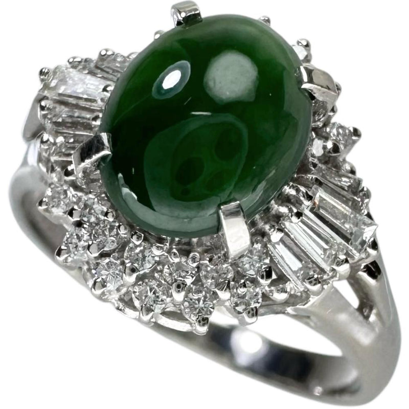 ★★最終特価品 15号 ヒスイ ダイヤモンド 計0.33ct リング・指輪 Pt900プラチナ 6.1g レディース 【中古】【真子質店】【NN】 【MoSD】