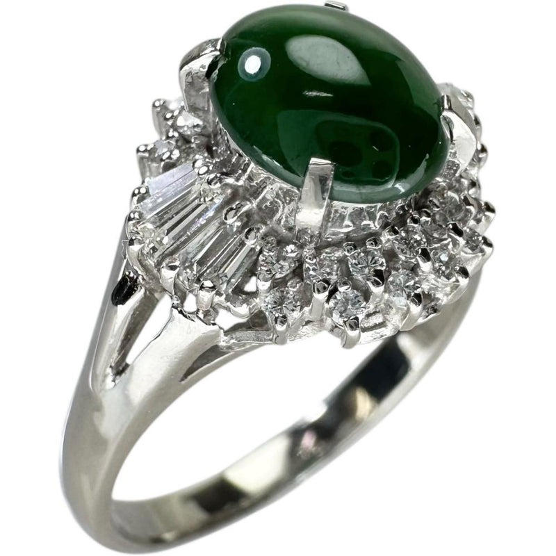 ★★最終特価品 15号 ヒスイ ダイヤモンド 計0.33ct リング・指輪 Pt900プラチナ 6.1g レディース 【中古】【真子質店】【NN】 【MoSD】