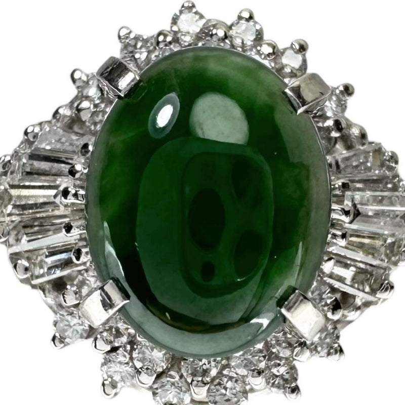 ★★最終特価品 15号 ヒスイ ダイヤモンド 計0.33ct リング・指輪 Pt900プラチナ 6.1g レディース 【中古】【真子質店】【NN】 【MoSD】