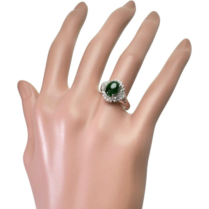★★最終特価品 15号 ヒスイ ダイヤモンド 計0.33ct リング・指輪 Pt900プラチナ 6.1g レディース 【中古】【真子質店】【NN】 【MoSD】