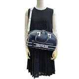 Pre-owned Christian Dior Vibe Bowling Bag, 2-Way Leather Handbag in Dark Navy/White, Women's. [Mako Pawn Shop] [BL]




 [IYMaS] 