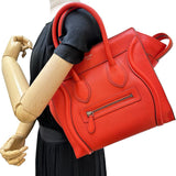 【CELINE/セリーヌ】 ラゲージ マイクロショッパー ハンドバッグ レザー オレンジ/シルバー金具 レディース【中古】【真子質店】【BL】 【Mixx】