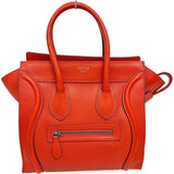 【CELINE/セリーヌ】 ラゲージ マイクロショッパー ハンドバッグ レザー オレンジ/シルバー金具 レディース【中古】【真子質店】【BL】 【Mixx】