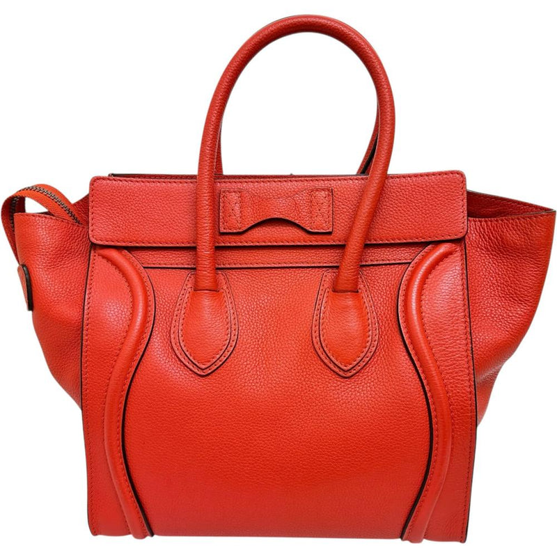 【CELINE/セリーヌ】 ラゲージ マイクロショッパー ハンドバッグ レザー オレンジ/シルバー金具 レディース【中古】【真子質店】【BL】 【Mixx】
