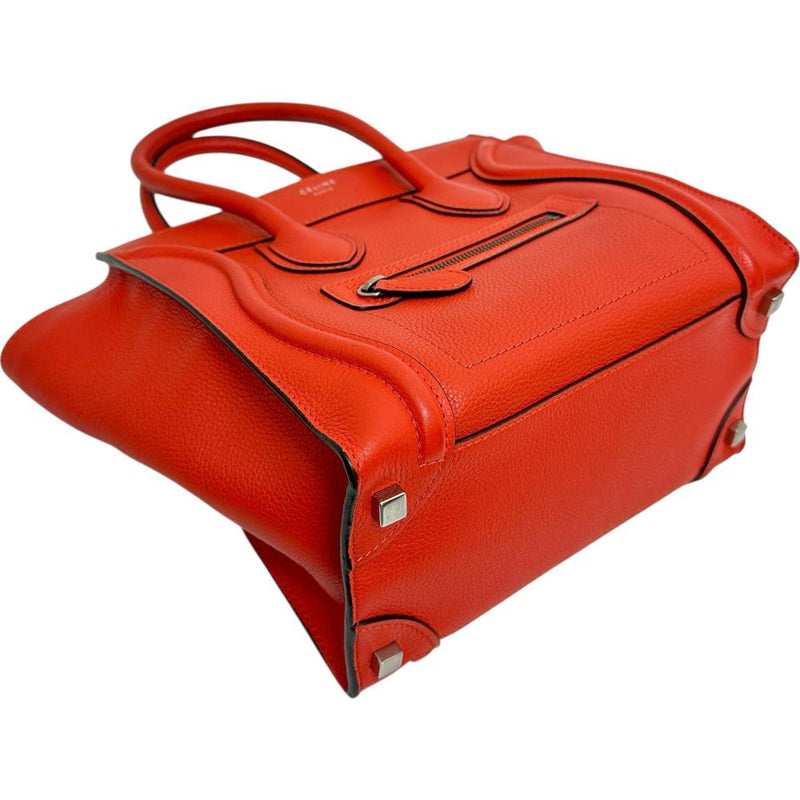 【CELINE/セリーヌ】 ラゲージ マイクロショッパー ハンドバッグ レザー オレンジ/シルバー金具 レディース【中古】【真子質店】【BL】 【Mixx】
