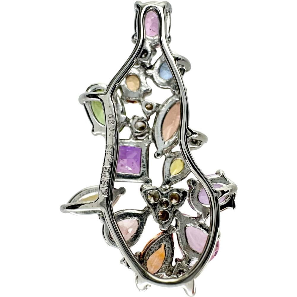 マルチカラーサファイア 4.36ct ダイヤモンド 0.20ct ペンダントトップ