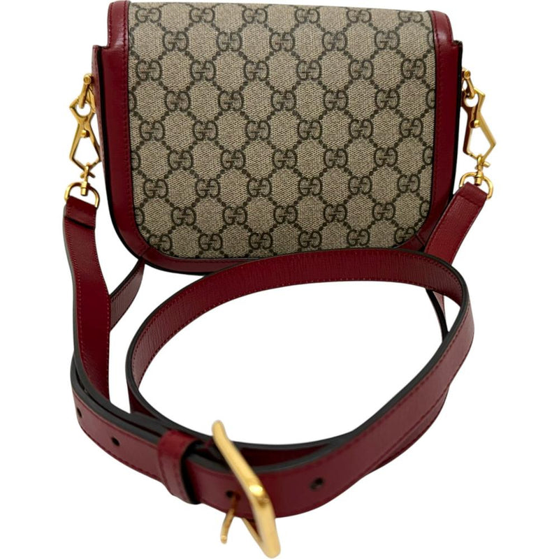 【GUCCI/グッチ】 ホースビット 1955 658574 ショルダーバッグ GGスプリームキャンバス ベージュ/レッド レディース【中古】【真子質店】【BL】 【IMiKx】