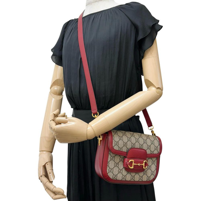【GUCCI/グッチ】 ホースビット 1955 658574 ショルダーバッグ GGスプリームキャンバス ベージュ/レッド レディース【中古】【真子質店】【BL】 【IMiKx】