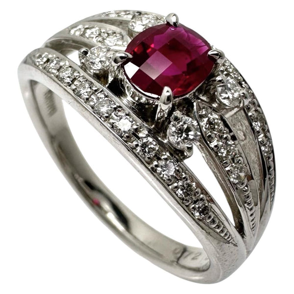 21号 ビルマ産ルビー 0.72ct ダイヤモンド 計0.36ct リング・指輪 K18WGホワイトゴールド 18金 9.0g レディース 【中古】【真子質店】【NN】 【IMoDx】