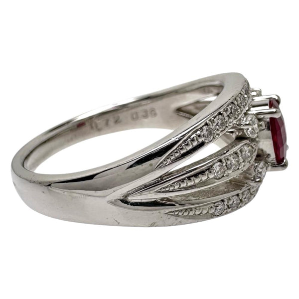 21号 ビルマ産ルビー 0.72ct ダイヤモンド 計0.36ct リング・指輪 K18WGホワイトゴールド 18金 9.0g レディース 【中古】【真子質店】【NN】 【IMoDx】