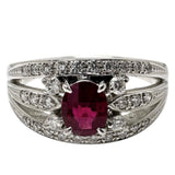 21号 ビルマ産ルビー 0.72ct ダイヤモンド 計0.36ct リング・指輪 K18WGホワイトゴールド 18金 9.0g レディース 【中古】【真子質店】【NN】 【IMoDx】