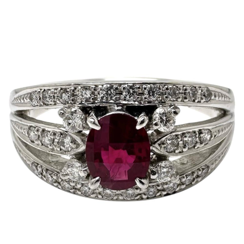 21号 ビルマ産ルビー 0.72ct ダイヤモンド 計0.36ct リング・指輪 K18WGホワイトゴールド 18金 9.0g レディース 【中古】【真子質店】【NN】 【IMoDx】